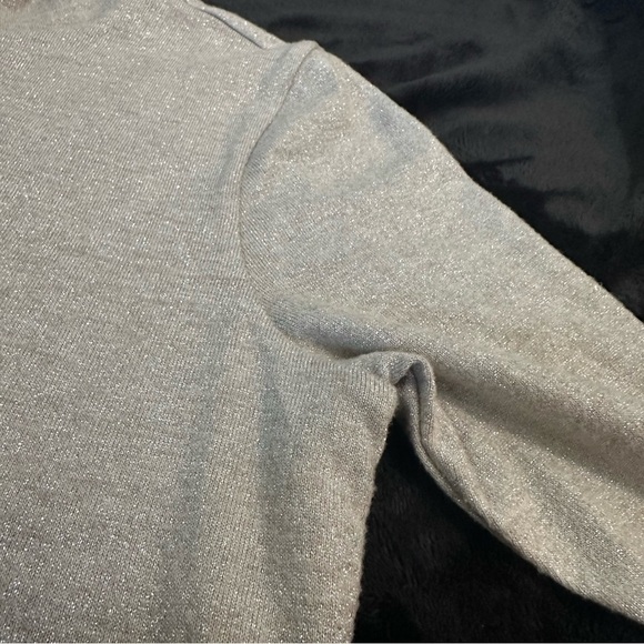 White House Black Market Metallic Shimmer Knit Dress Gray Silver Small - Picture 4 of 16